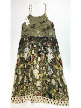 NWT Market of Stars Fleur de Soleil Bohéme Slip Dress Floral Botanical Maxi L/XL
